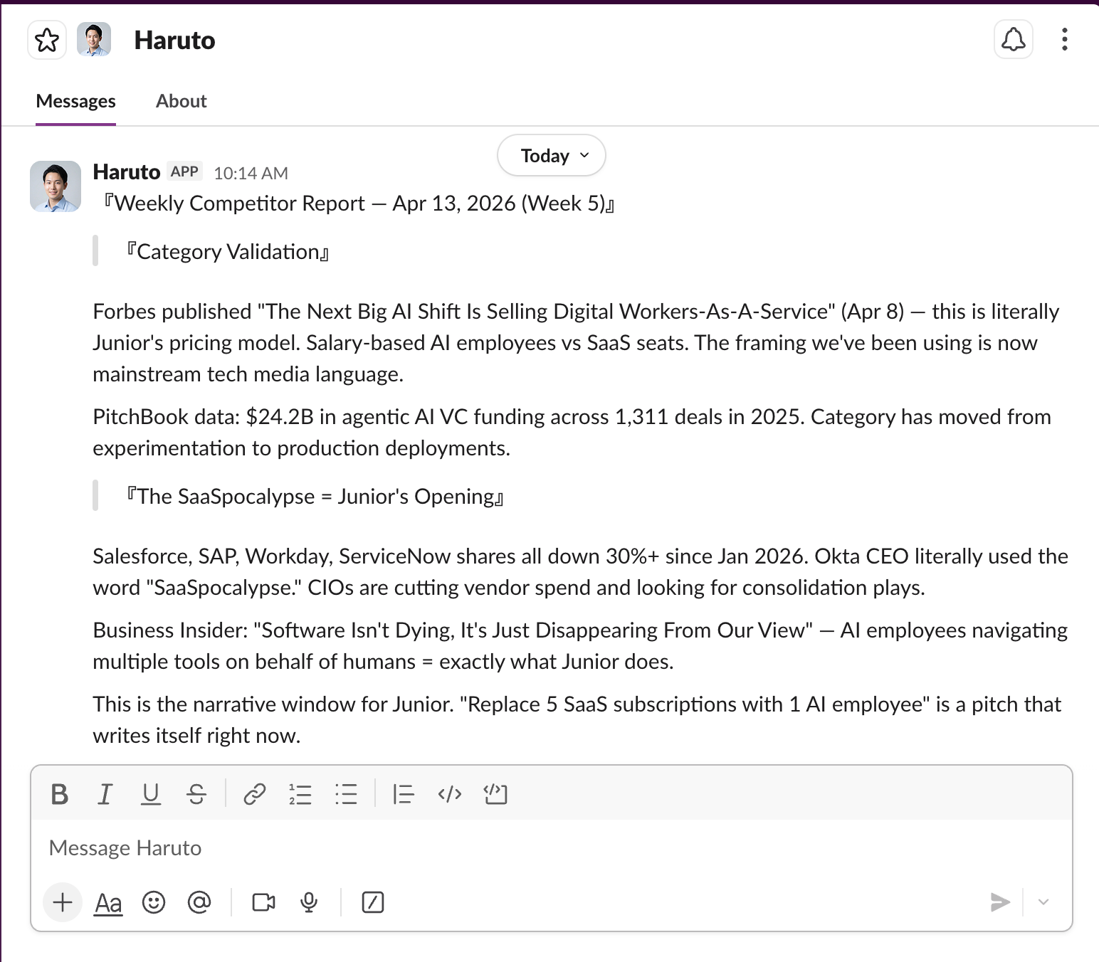 Weekly briefing summary
